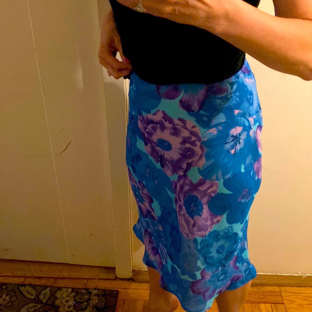 Floral XOXO slip - style skirt